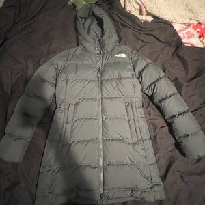 Long Grey The North Face Puffer Coat